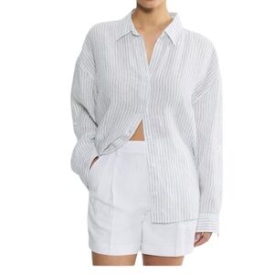 Aritzia COMMUNITY Linen Striped Longsleeve Button up Size Small